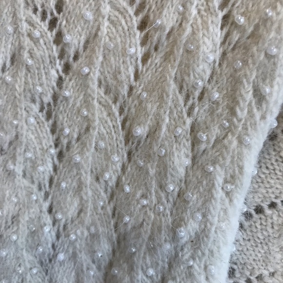 Free People Angora Tie Front Beaded Hooded Shrug Sweater Rabbit Hair - Picture 2 of 7